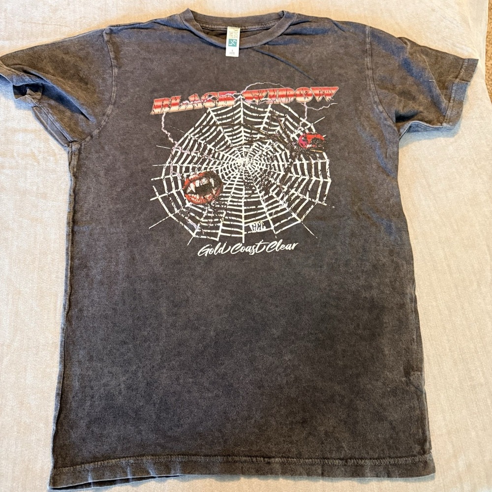 Black Widow Spider Web Graphic Tee Small Wash Goth Horror Punk Shirt